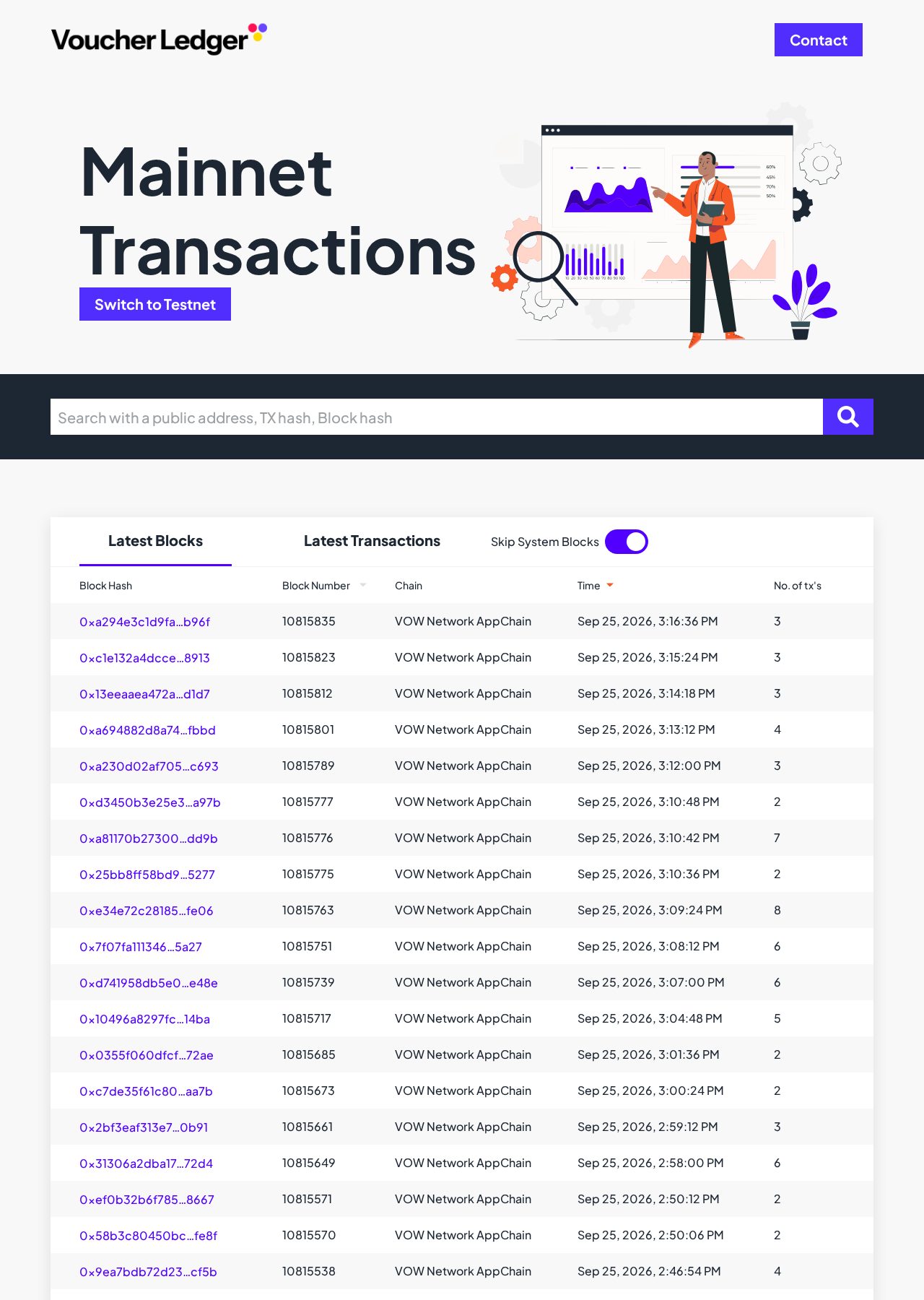 VOW Explorer website screenshot