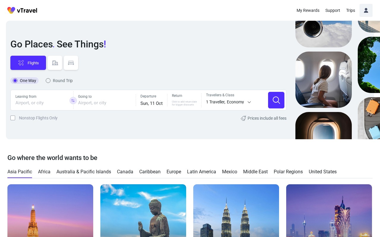 vTravel.io website screenshot